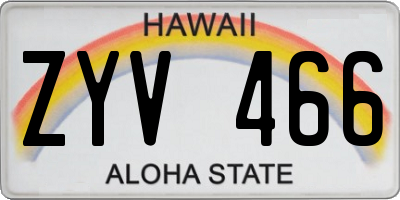 HI license plate ZYV466
