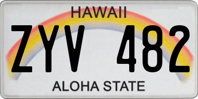 HI license plate ZYV482