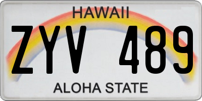HI license plate ZYV489