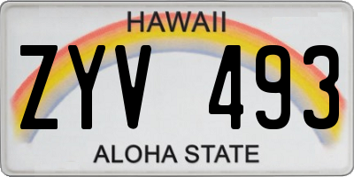 HI license plate ZYV493
