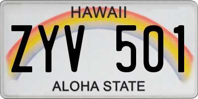 HI license plate ZYV501