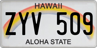 HI license plate ZYV509