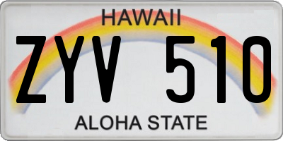 HI license plate ZYV510