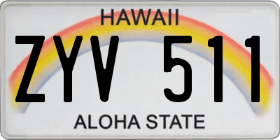 HI license plate ZYV511