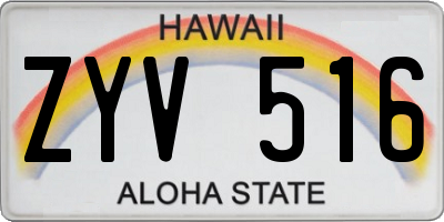HI license plate ZYV516