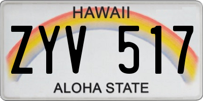 HI license plate ZYV517