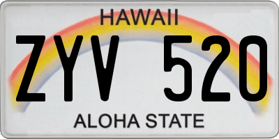 HI license plate ZYV520
