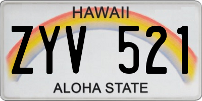 HI license plate ZYV521