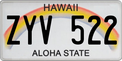 HI license plate ZYV522