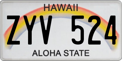 HI license plate ZYV524