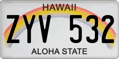 HI license plate ZYV532