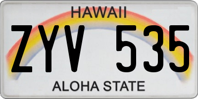 HI license plate ZYV535
