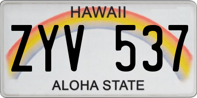 HI license plate ZYV537