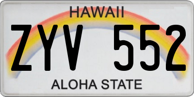 HI license plate ZYV552