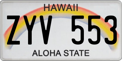 HI license plate ZYV553