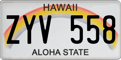 HI license plate ZYV558