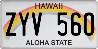 HI license plate ZYV560