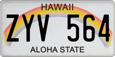 HI license plate ZYV564