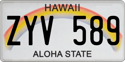 HI license plate ZYV589