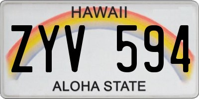 HI license plate ZYV594
