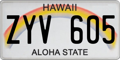 HI license plate ZYV605