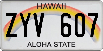 HI license plate ZYV607