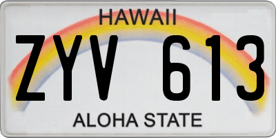 HI license plate ZYV613