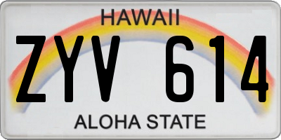 HI license plate ZYV614