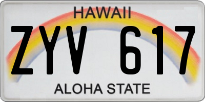 HI license plate ZYV617