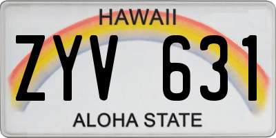 HI license plate ZYV631