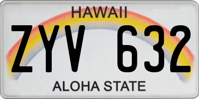 HI license plate ZYV632