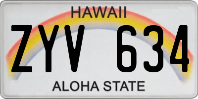 HI license plate ZYV634