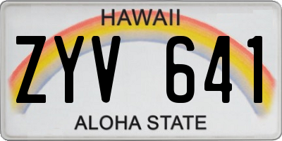 HI license plate ZYV641