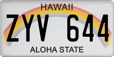 HI license plate ZYV644