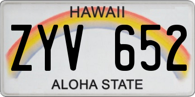 HI license plate ZYV652