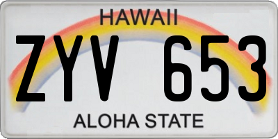 HI license plate ZYV653