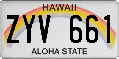HI license plate ZYV661