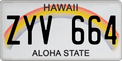 HI license plate ZYV664