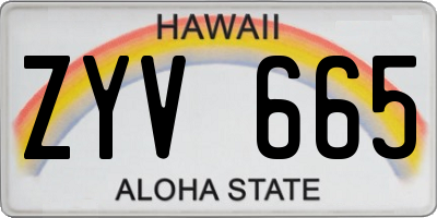 HI license plate ZYV665