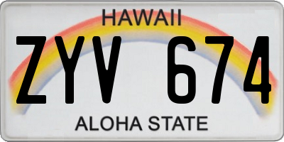 HI license plate ZYV674
