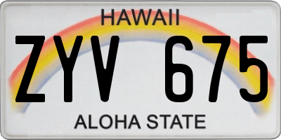 HI license plate ZYV675