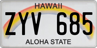 HI license plate ZYV685