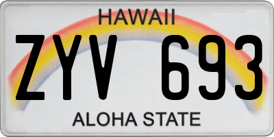 HI license plate ZYV693