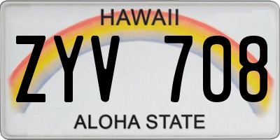 HI license plate ZYV708