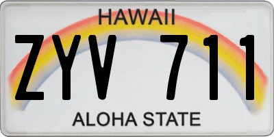 HI license plate ZYV711