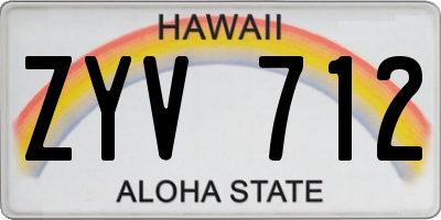 HI license plate ZYV712