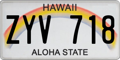 HI license plate ZYV718
