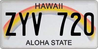 HI license plate ZYV720