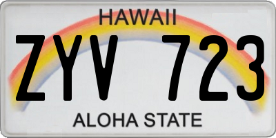 HI license plate ZYV723