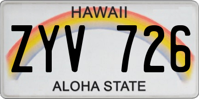 HI license plate ZYV726